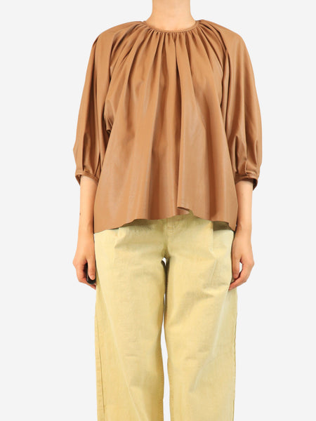 Brown pleather long-sleeve blouse - size UK 10 product image
