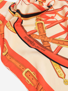 Hermes Orange patterned silk scarf