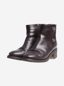 Chanel Dark brown CC leather ankle boots