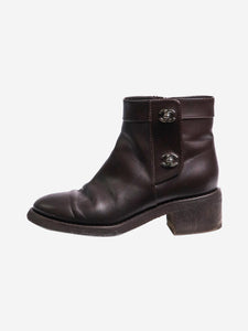 Chanel Dark brown CC leather ankle boots