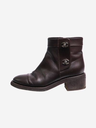 Dark brown CC leather ankle boots Boots Chanel 