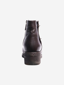 Chanel Dark brown CC leather ankle boots