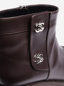 Chanel Dark brown CC leather ankle boots