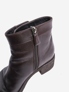 Chanel Dark brown CC leather ankle boots