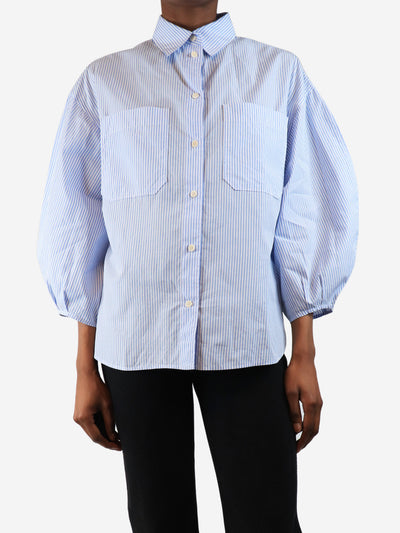 Blue and white striped cotton shirt - size M Tops Bil's 