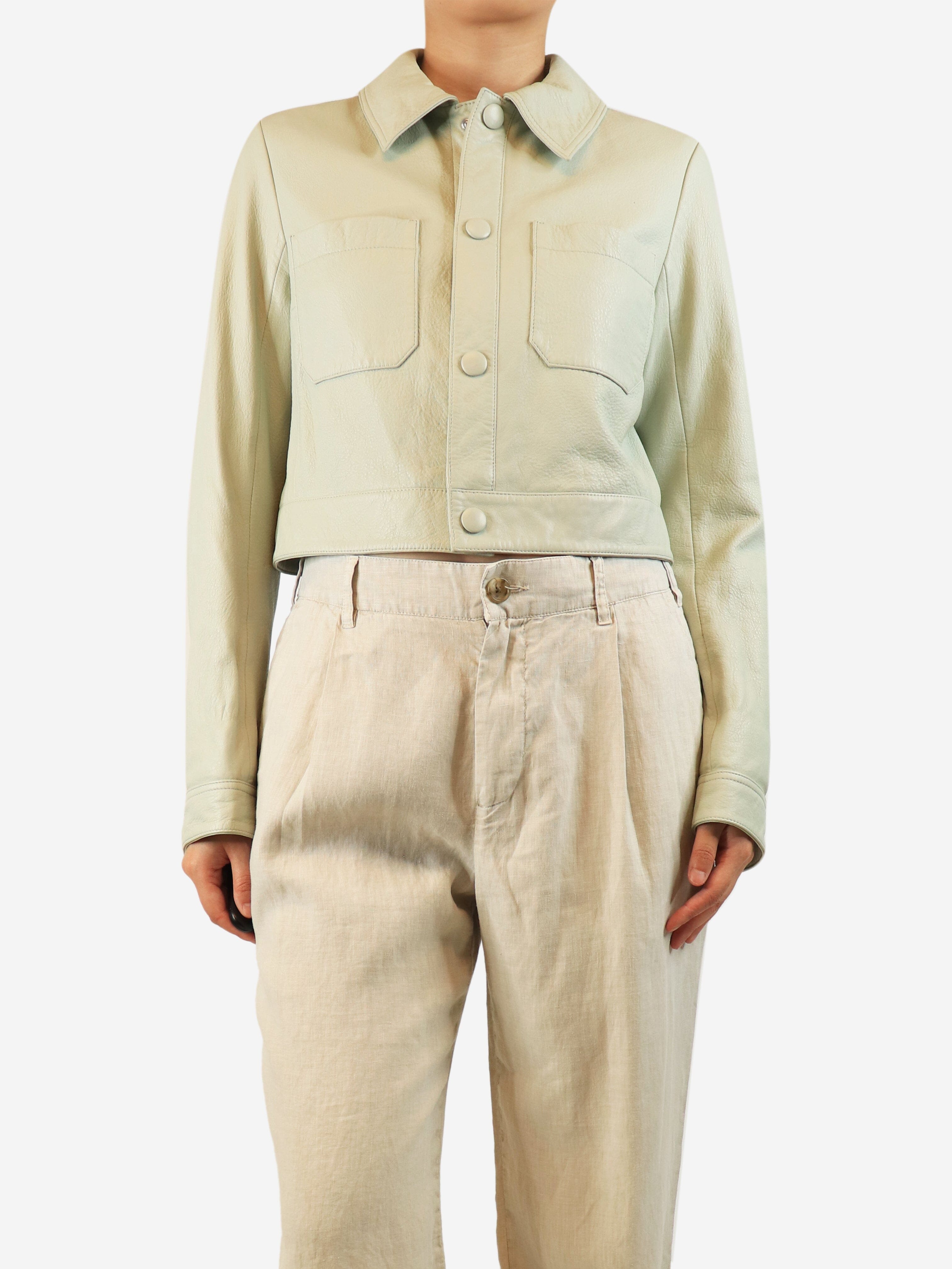Soft mint cropped leather jacket - size S Coats & Jackets Frame 
