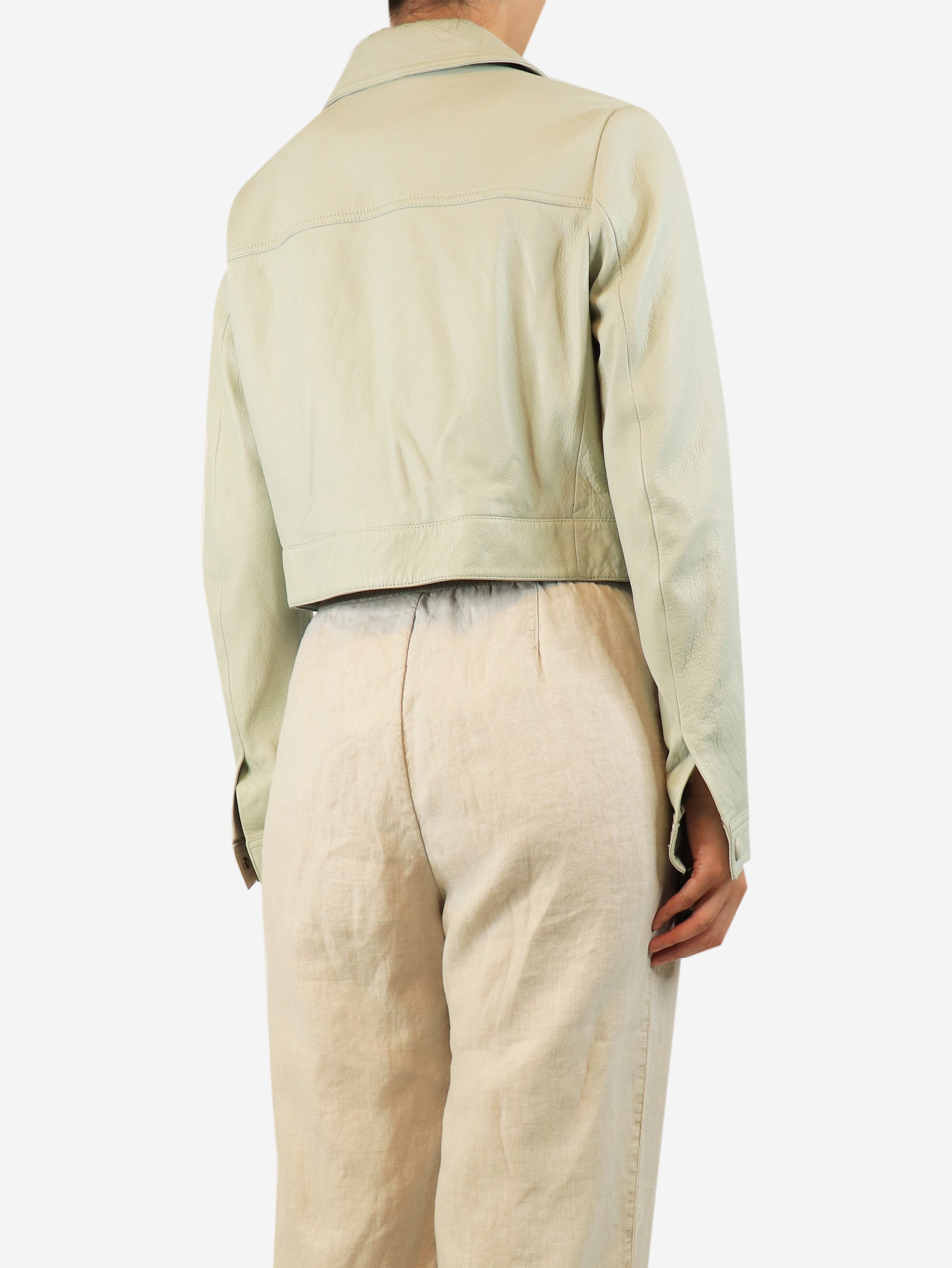 Soft mint cropped leather jacket - size S Coats & Jackets Frame 