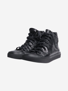 Saint Laurent Black crinkled leather trainers - size EU 36