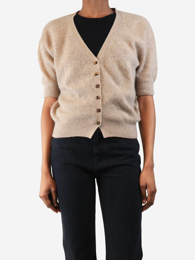 Oatmeal short-sleeved cashmere cardigan - size S Knitwear Khaite 