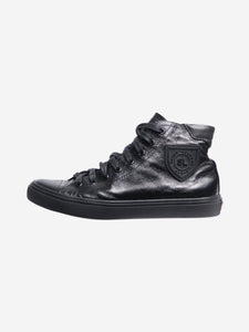 Saint Laurent Black crinkled leather trainers - size EU 36