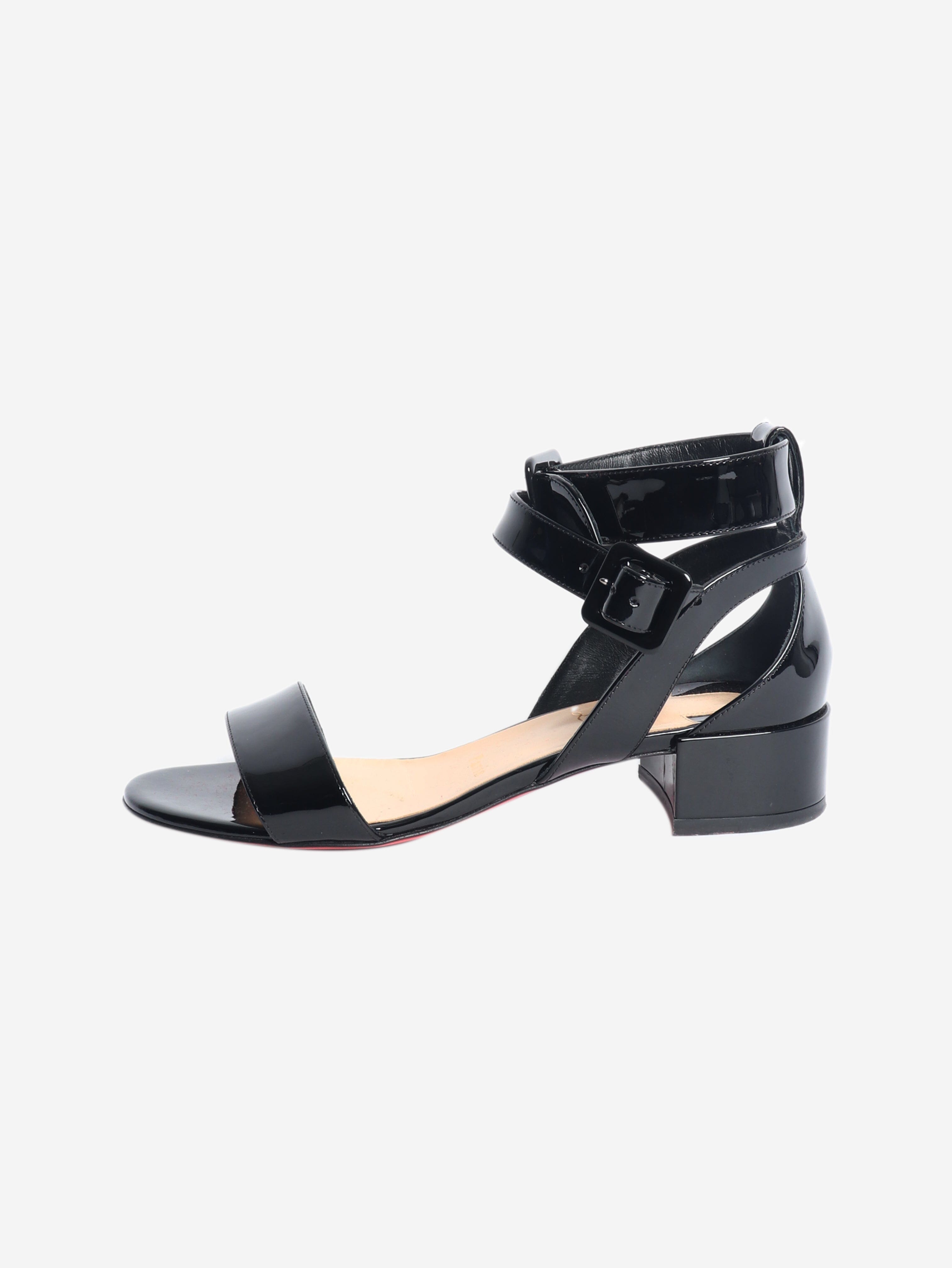 Black patent leather sandals - size EU 37.5 Flat Sandals Christian Louboutin 