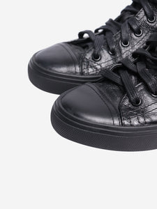 Saint Laurent Black crinkled leather trainers - size EU 36