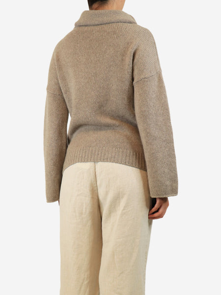 Beige turtleneck cashmere jumper - size S alternate image