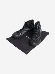 Saint Laurent Black crinkled leather trainers - size EU 36