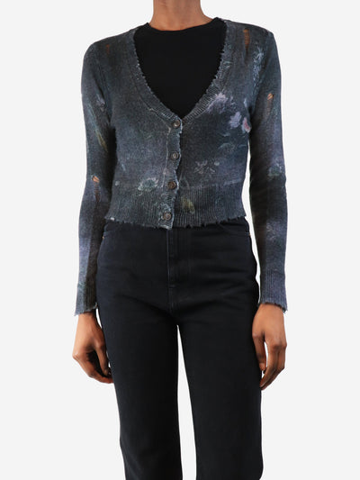 Dark grey distressed floral cardigan - size XS Knitwear R13 