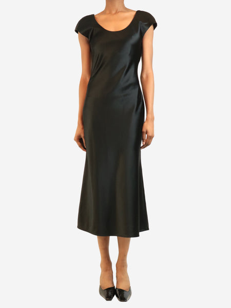 Black bias cut satin dress - size UK 6 product image