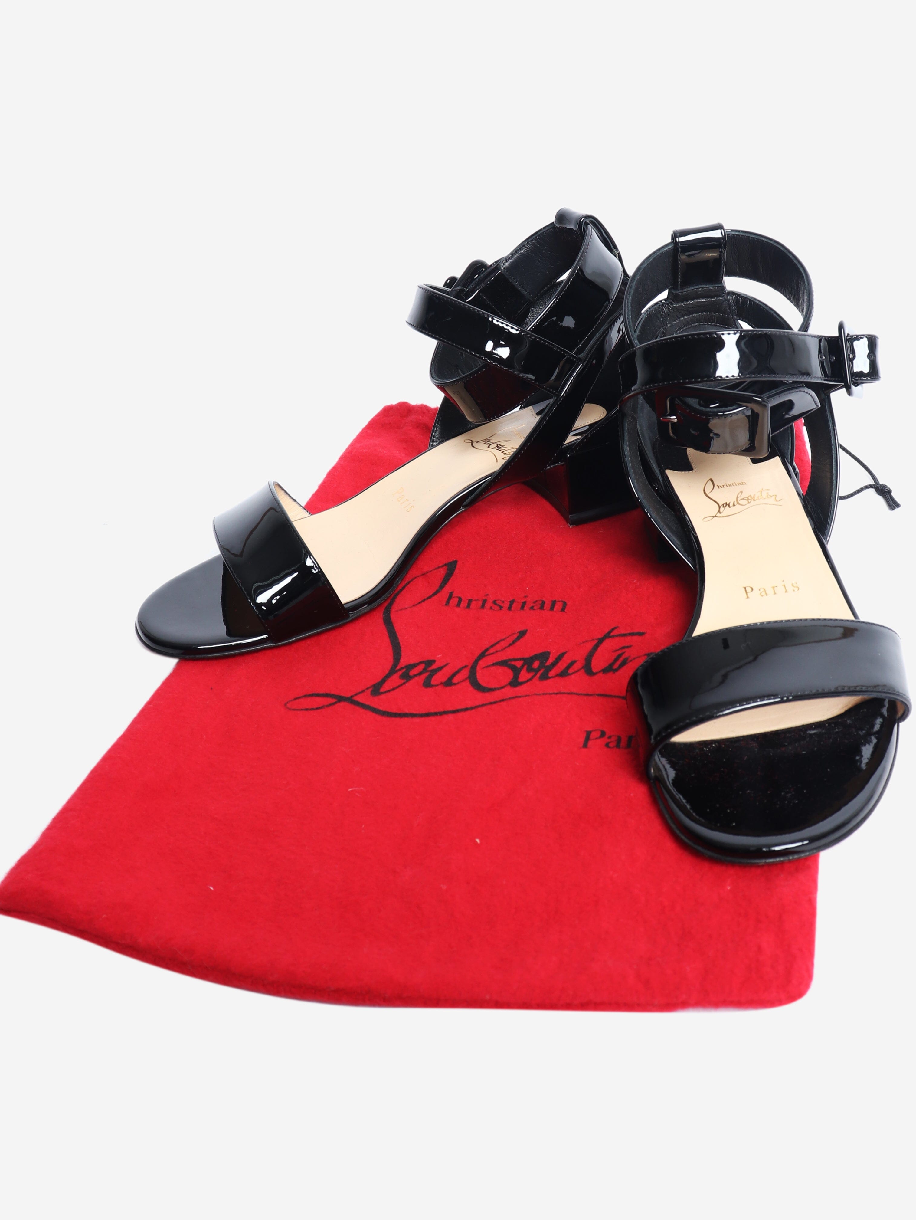 Black patent leather sandals - size EU 37.5 Flat Sandals Christian Louboutin 