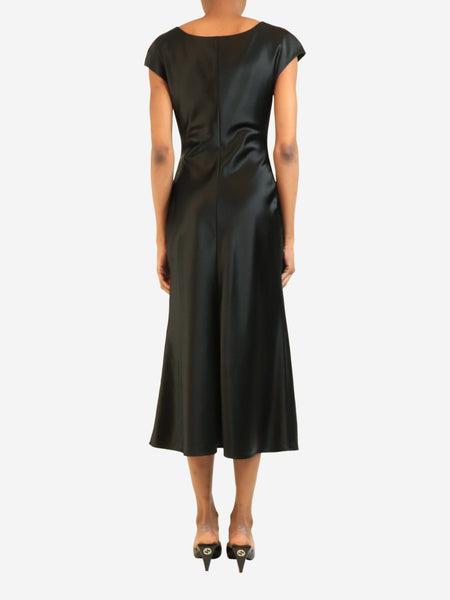 Black bias cut satin dress - size UK 6 alternate image