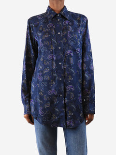 Dark blue paisley shirt - size UK 6 Tops Acne Studios 