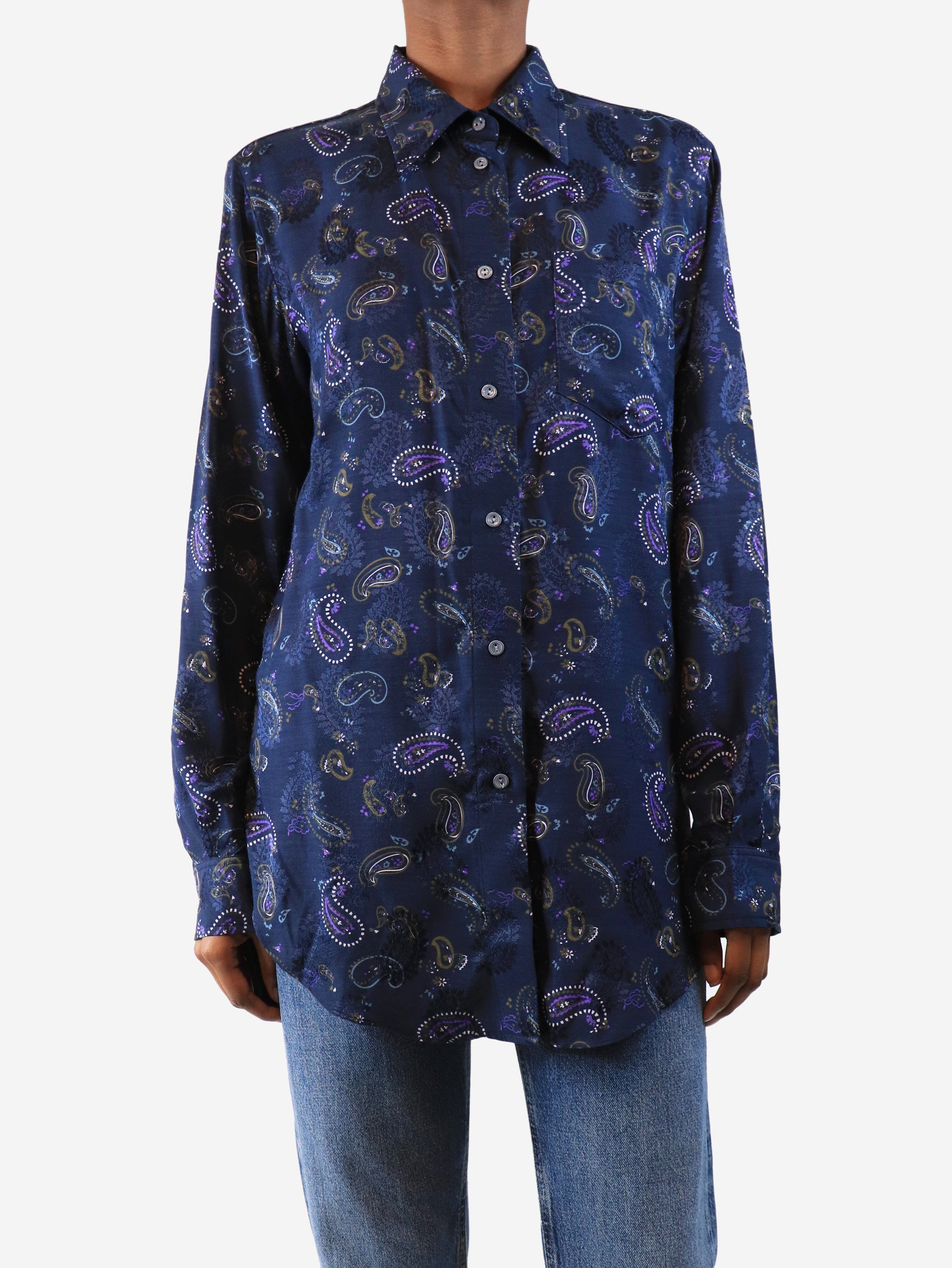 Dark blue paisley shirt - size UK 6 Tops Acne Studios 