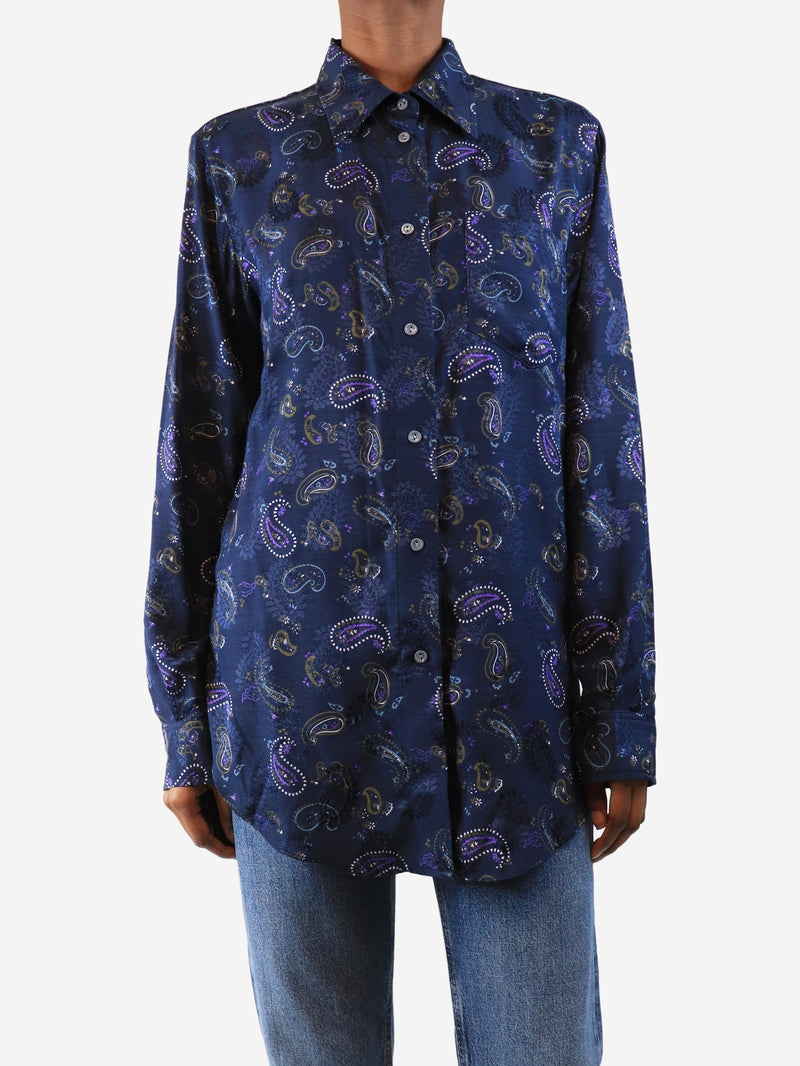 Dark blue paisley shirt - size UK 6 Tops Acne Studios 