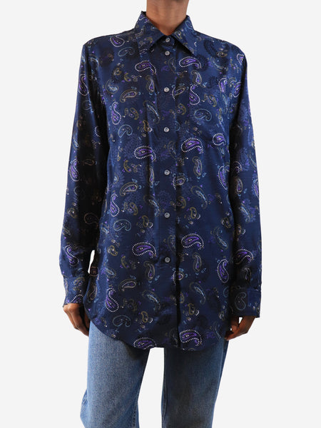 Dark blue paisley shirt - size UK 6 product image