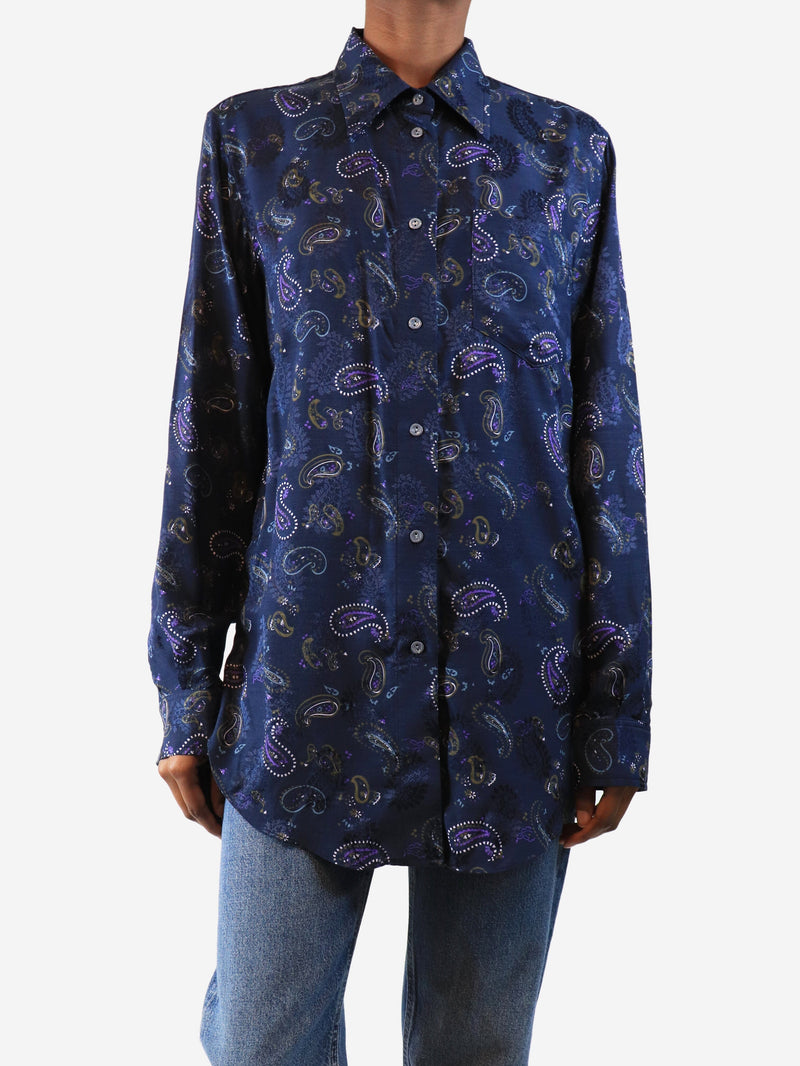 Dark blue paisley shirt - size UK 6 Tops Acne Studios 