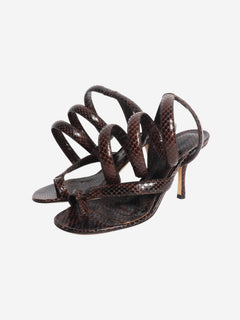 Brown Python-effect spiral sandal heels - size EU 37