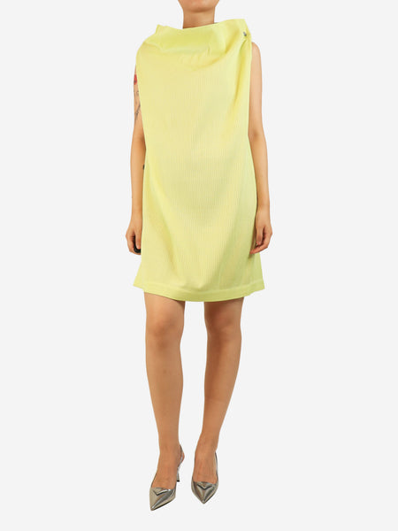 Yellow sleeveless plisse dress - size S product image