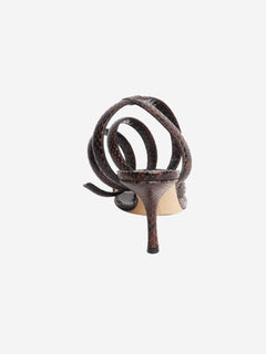 Brown Python-effect spiral sandal heels - size EU 37