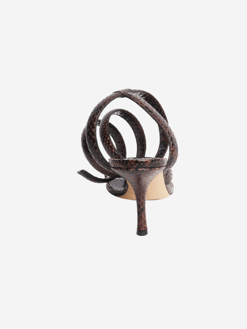 Brown Python-effect spiral sandal heels - size EU 37