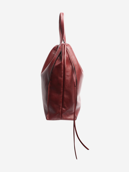 Burgundy Coulisse leather tote bag alternate image