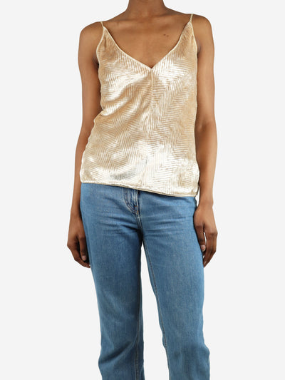 Cream sleeveless velvet camisole top - size UK 4 Tops Gabriela Hearst 