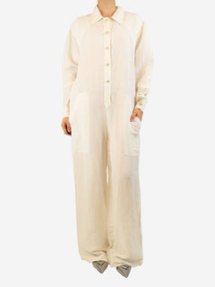 Ecru linen jumpsuit - size UK 16 Jumpsuits Etro 