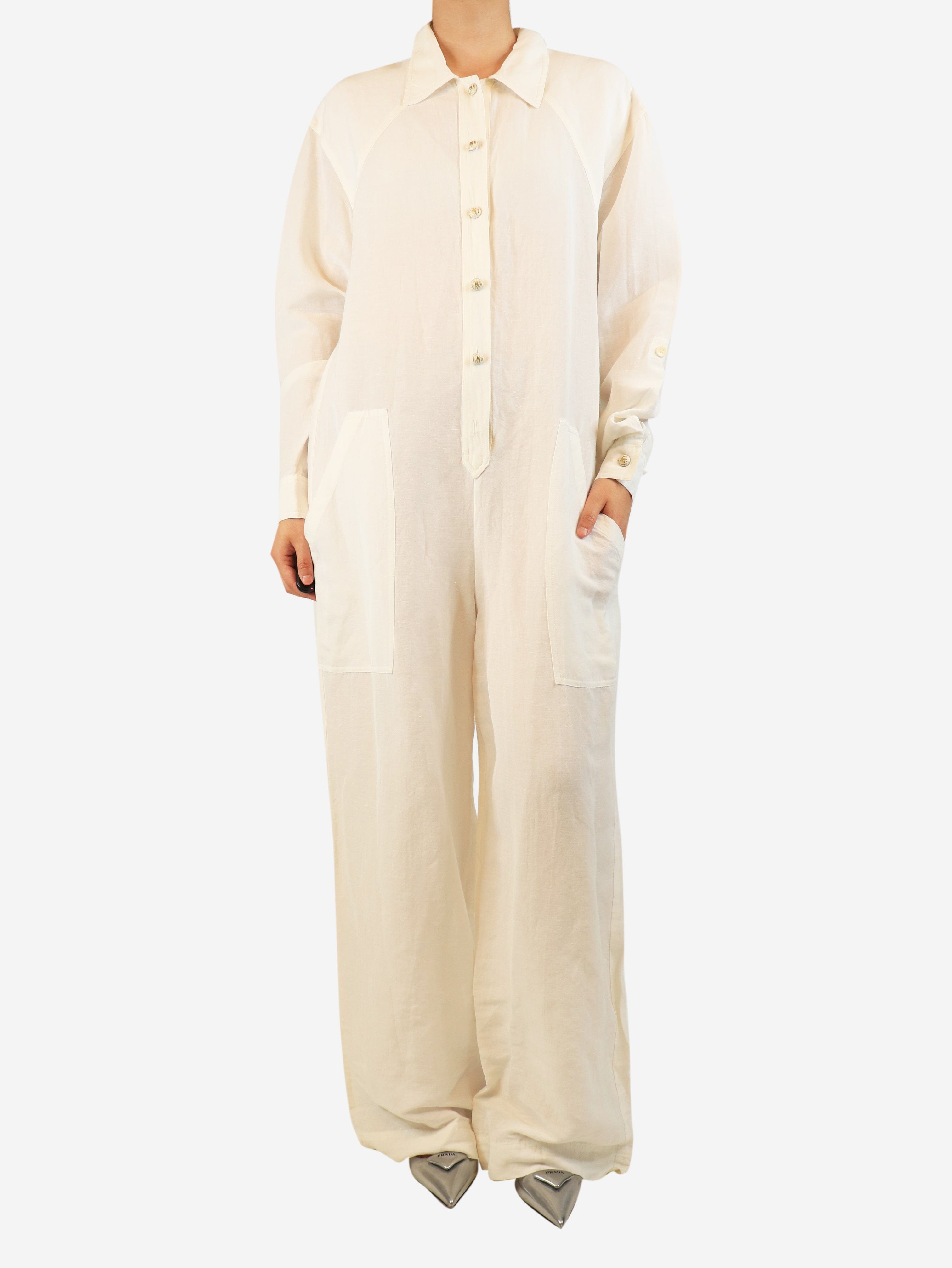 Ecru linen jumpsuit - size UK 16 Jumpsuits Etro 