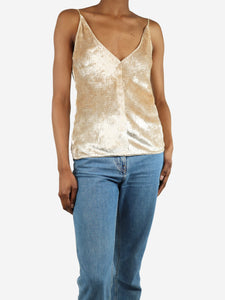 Gabriela Hearst Cream sleeveless velvet camisole top - size UK 4