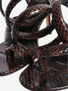 Brown Python-effect spiral sandal heels - size EU 37