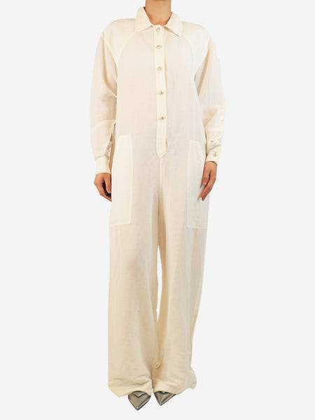 Ecru linen jumpsuit - size UK 16 product image