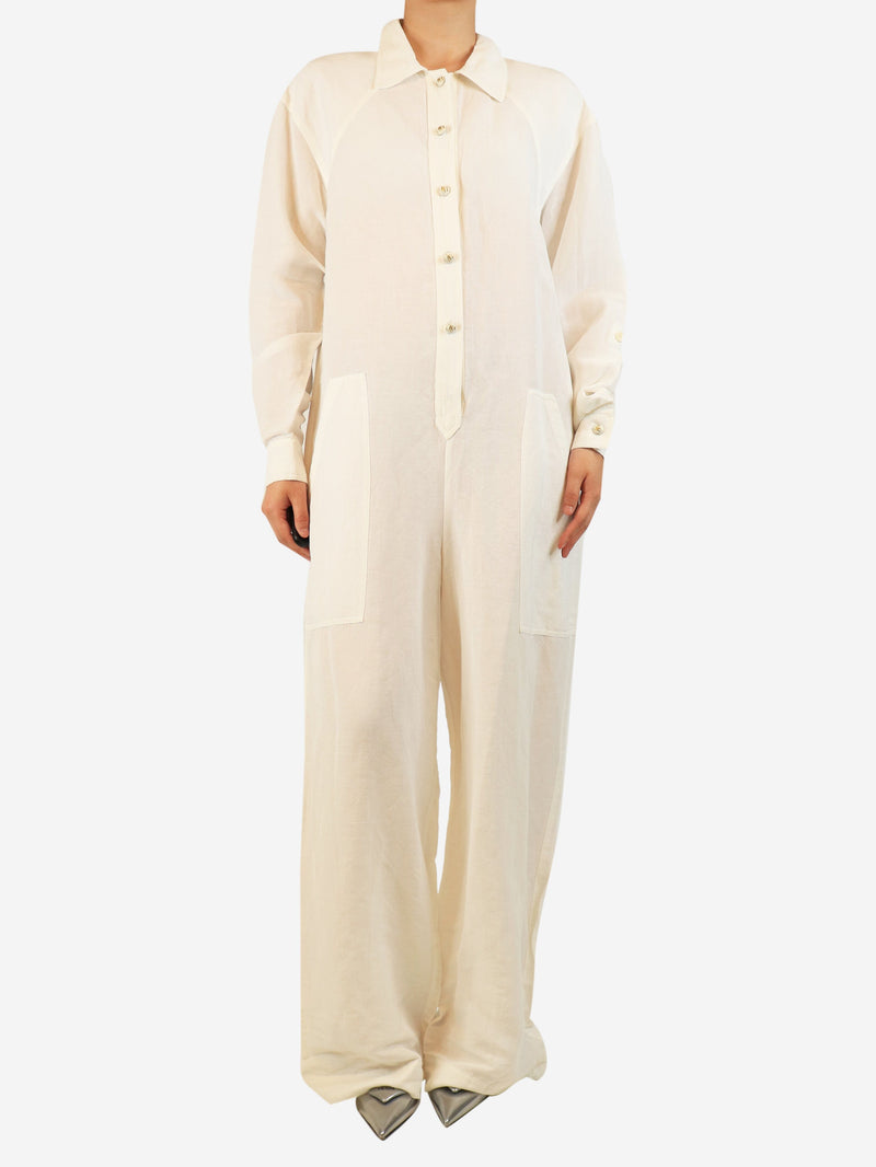 Ecru linen jumpsuit - size UK 16 Jumpsuits Etro 