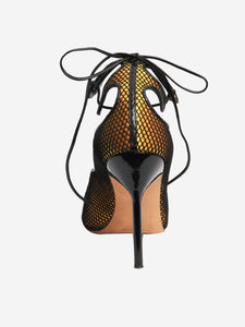 Manolo Blahnik Yellow netted open-toe sandal heels - size EU 36.5