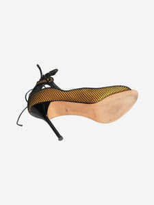 Manolo Blahnik Yellow netted open-toe sandal heels - size EU 36.5