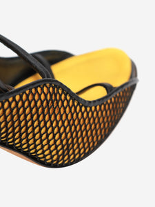 Manolo Blahnik Yellow netted open-toe sandal heels - size EU 36.5