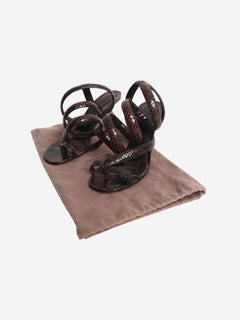 Brown Python-effect spiral sandal heels - size EU 37