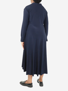 Norma Kamali Dark blue stretch midi shirt dress - size M