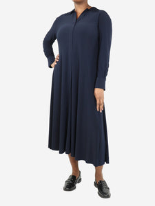 Norma Kamali Dark blue stretch midi shirt dress - size M