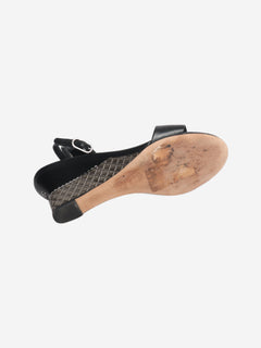 Black pearl wedge sandal heels - size EU 37.5