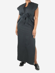 Wardrobe NYC Black sleeveless belted midi dress - size M