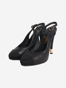 Black leather slingback pumps - size EU 37 Heels Chanel 