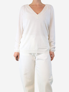 White v-neck sweater - size XL Knitwear Brunello Cucinelli 