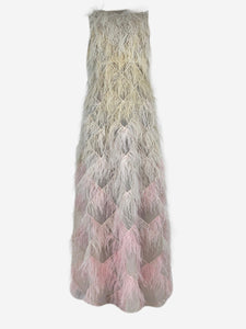 Huishan Zhang Pink open-back feather maxi dress - size UK 8